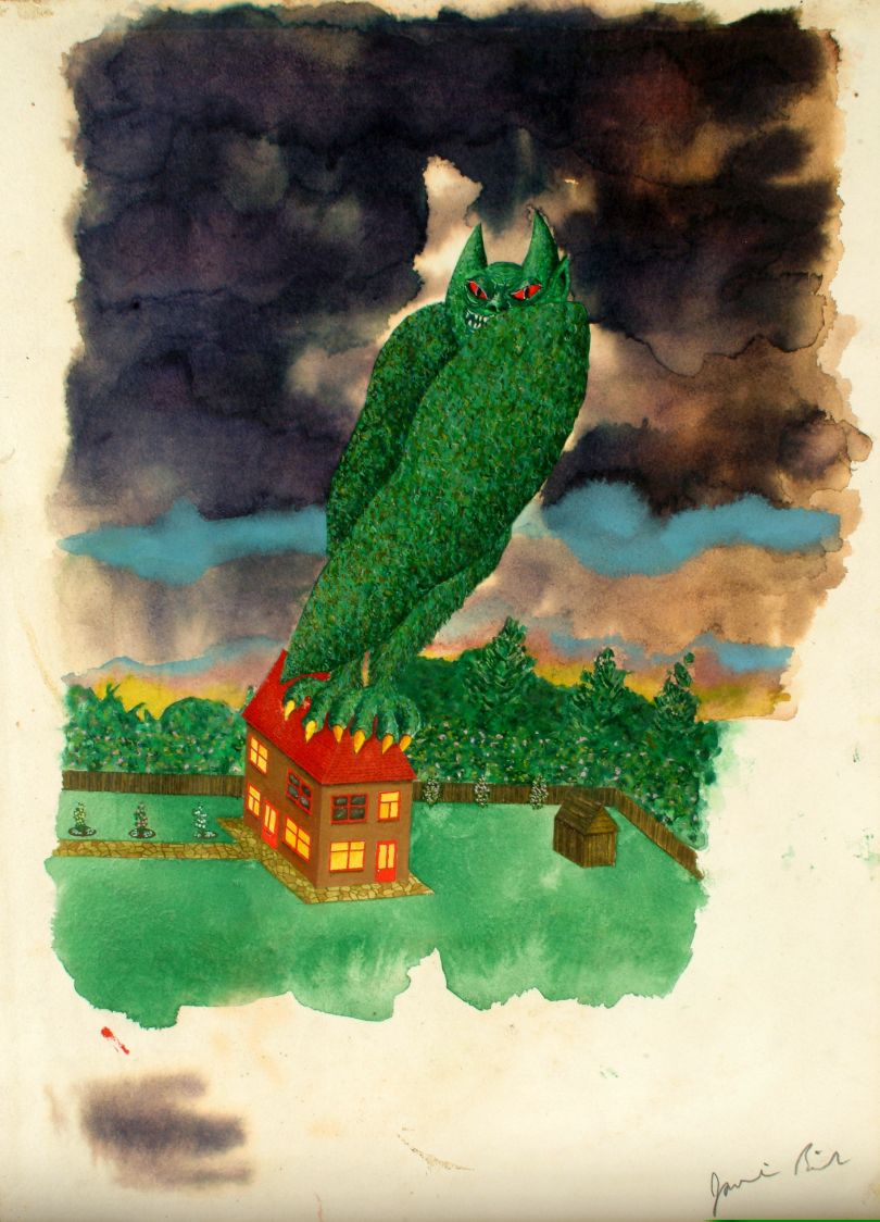 杰米·里德，《漂亮屋顶上的怪物》，1972年。©杰米·里德。由John Marchant画廊提供
