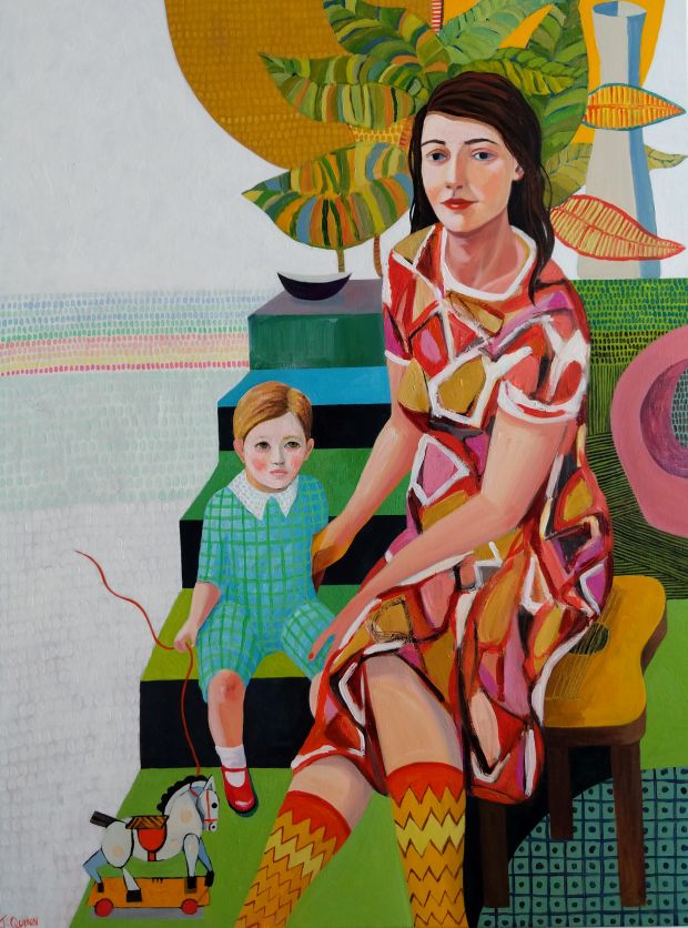 杰西卡·奎因（Jessica Quinn），母亲和儿子，2019年。画布上的丙烯酸。由Kittoe当代人提供