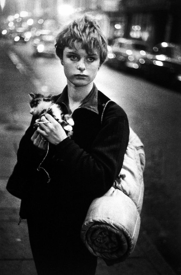 女孩抱着小猫,1960年伦敦©Bruce Davidson /万能照片由霍华德·格林伯格画廊/赫胥黎客厅画廊