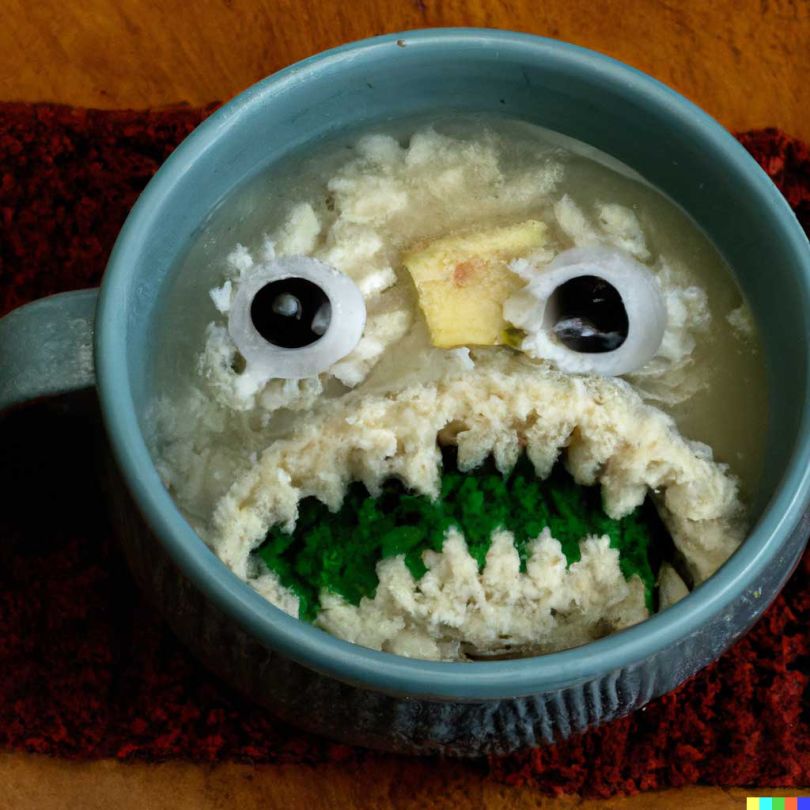一碗汤看起来像是用羊毛编织的怪物©dall-e 2
