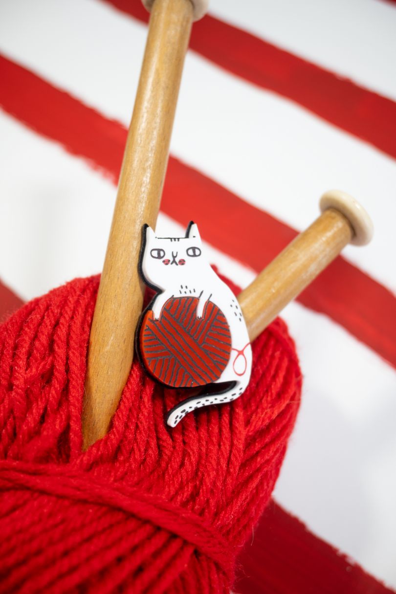 Wooly Kitty胸针©Gemma Correll X Tatty Devine