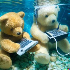 用20世纪90年代的技术在水下进行新的人工智能研究的泰迪熊©DALL-E 2